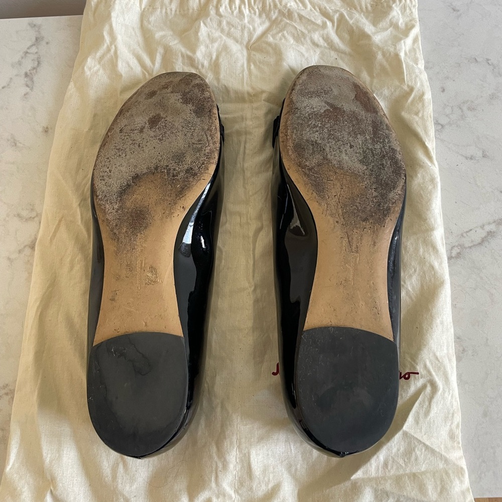 Salvatore Ferragamo Black Flats with Gold Accent - Picture 4 of 9